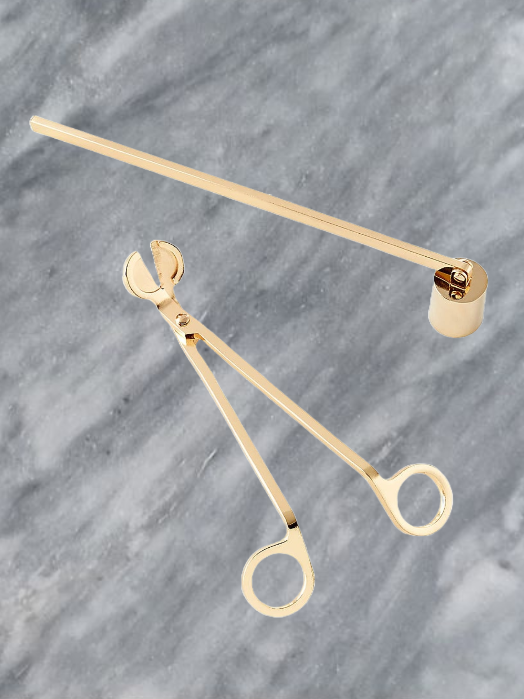 Candle Care Gift Set: Gold Toned Wick Trimmer and Snuffer