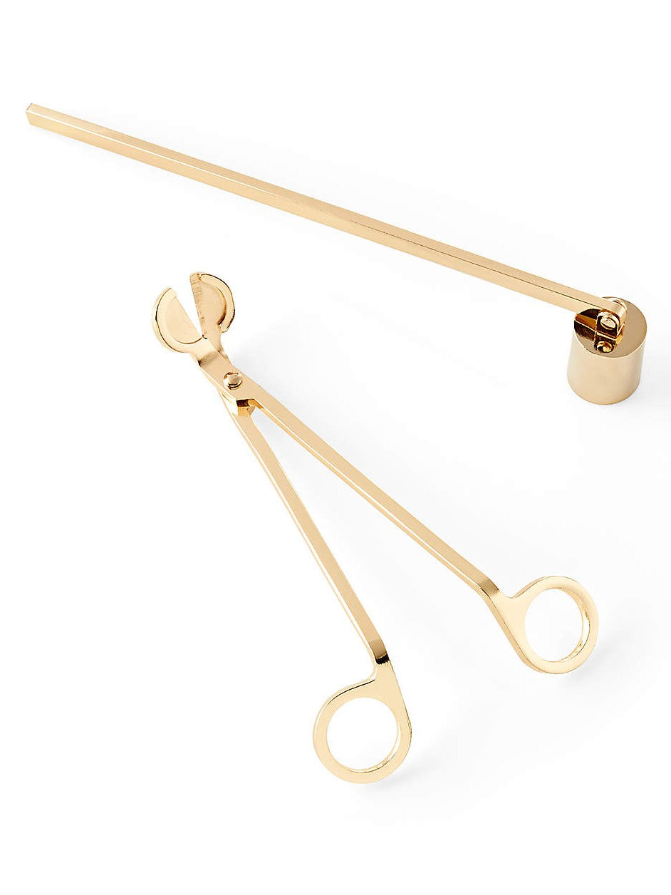 Candle Care Gift Set: Gold Toned Wick Trimmer and Snuffer