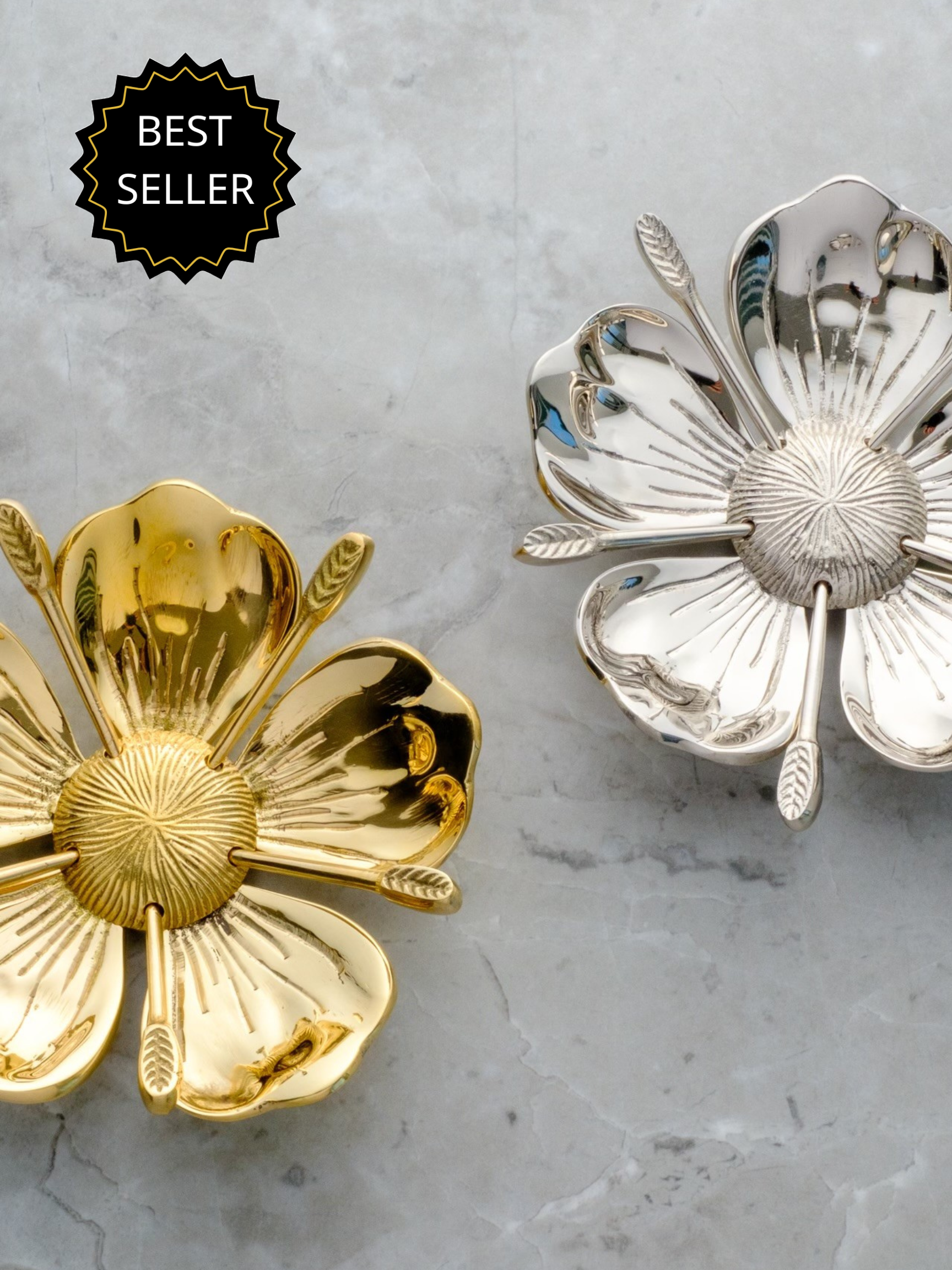 Poppy Party Ashtray in Polished Brass and Nickel