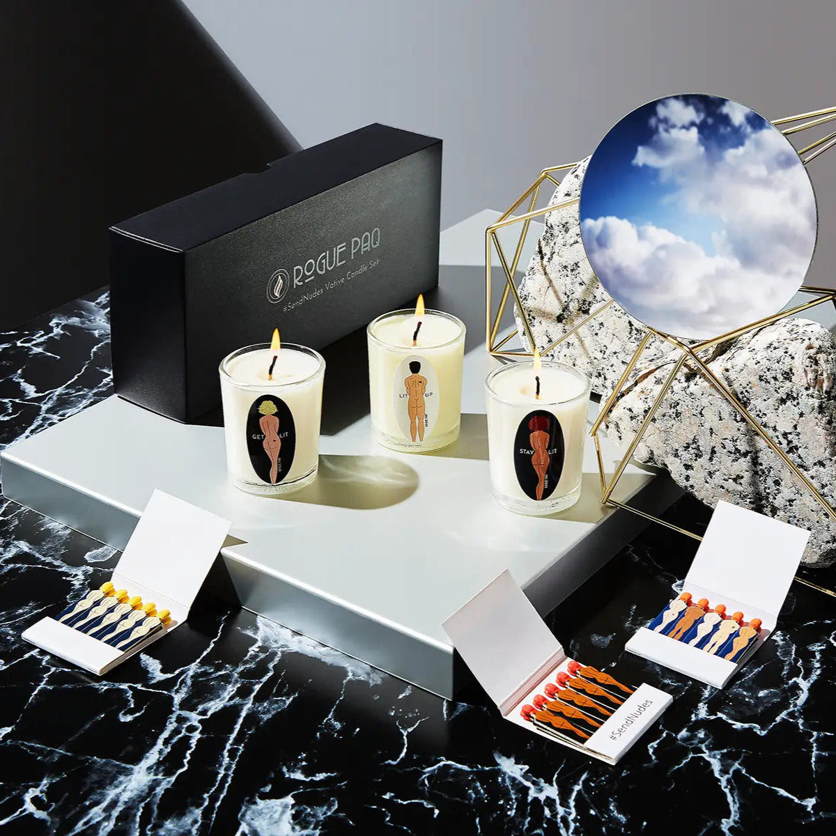 Organic soy massage candles and matches gift set