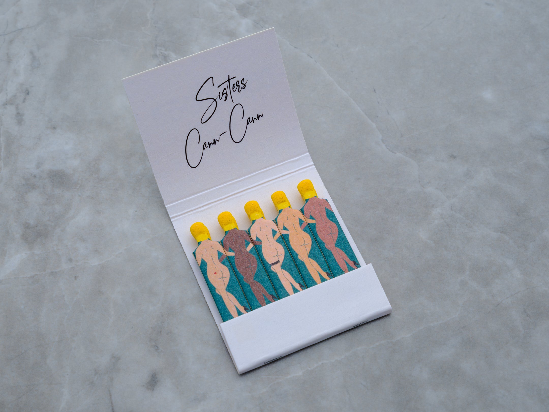 Aesthetic matchbooks with artistic female form design, perfect for gift sets, coffee table decor, or a luxury smoking kit.