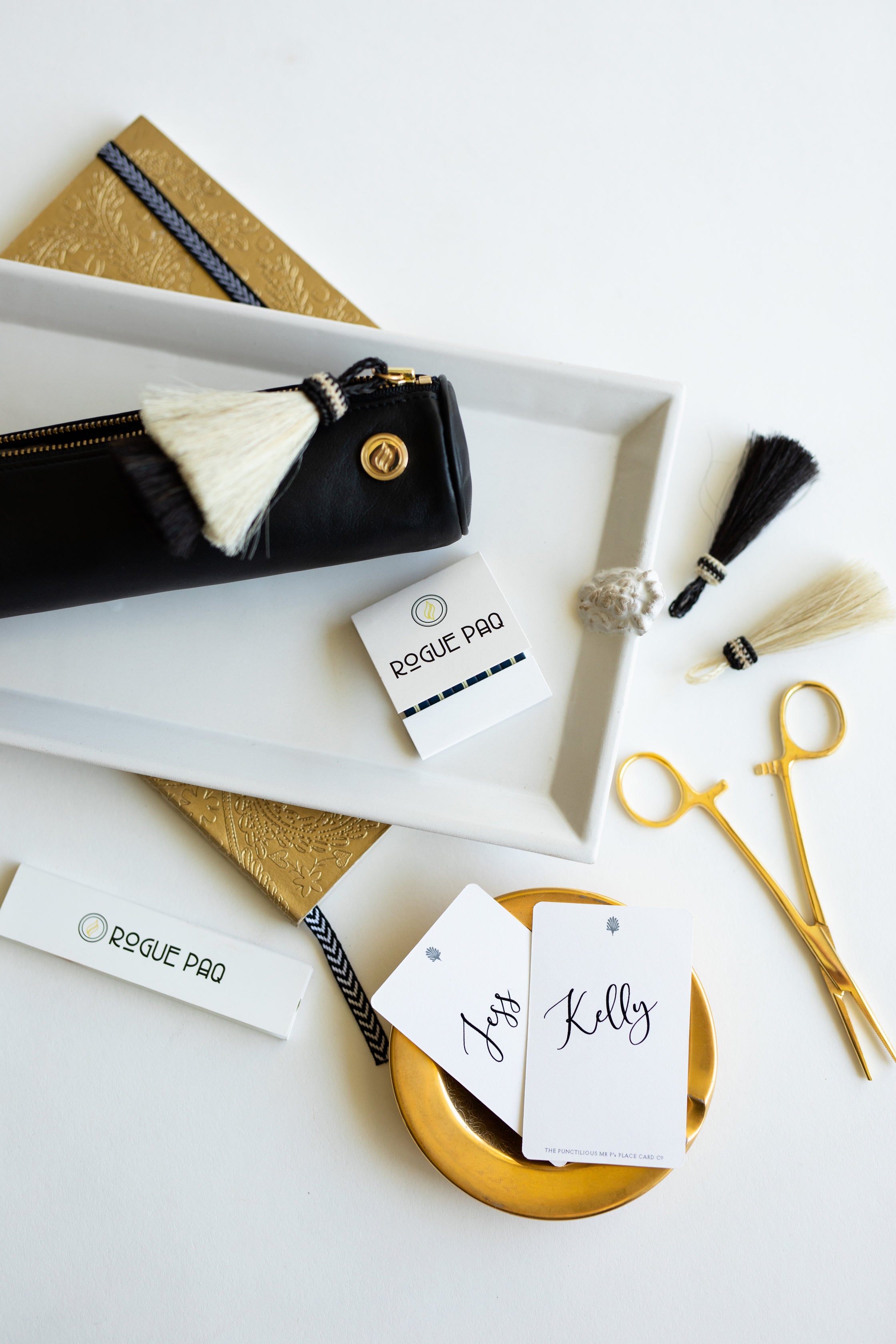 Rogue Paq Leather Cannabis Case, Horsehair Tassel, Bud Trim Scissors