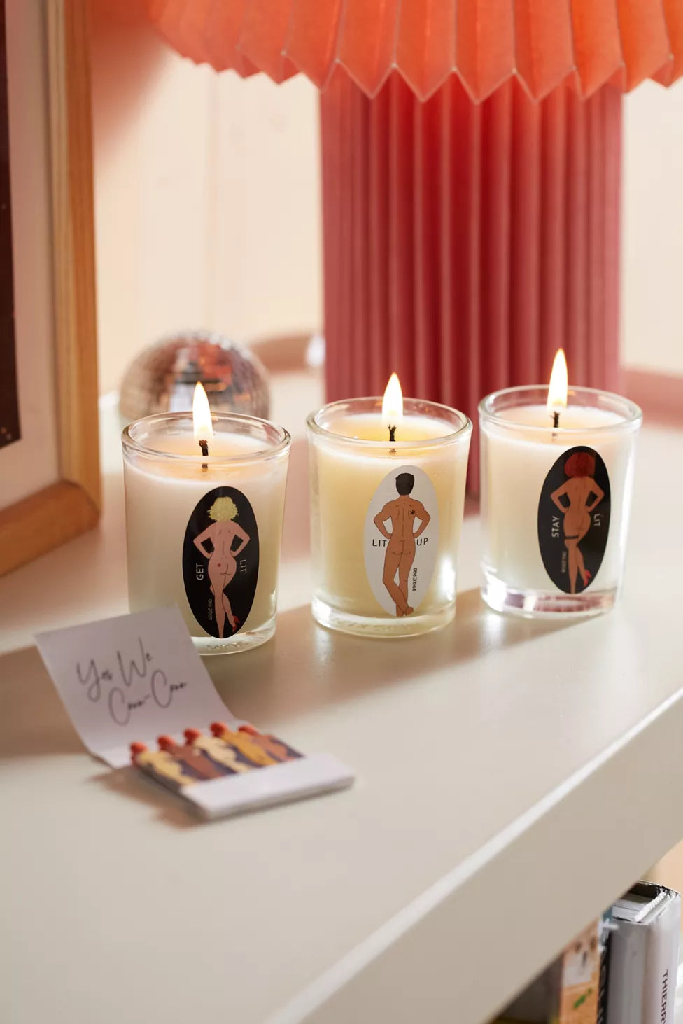 Cann-Canndle Gift Set: 3 SendNudes Organic Massage Votive Candles + 3 SendNudes Matchbooks