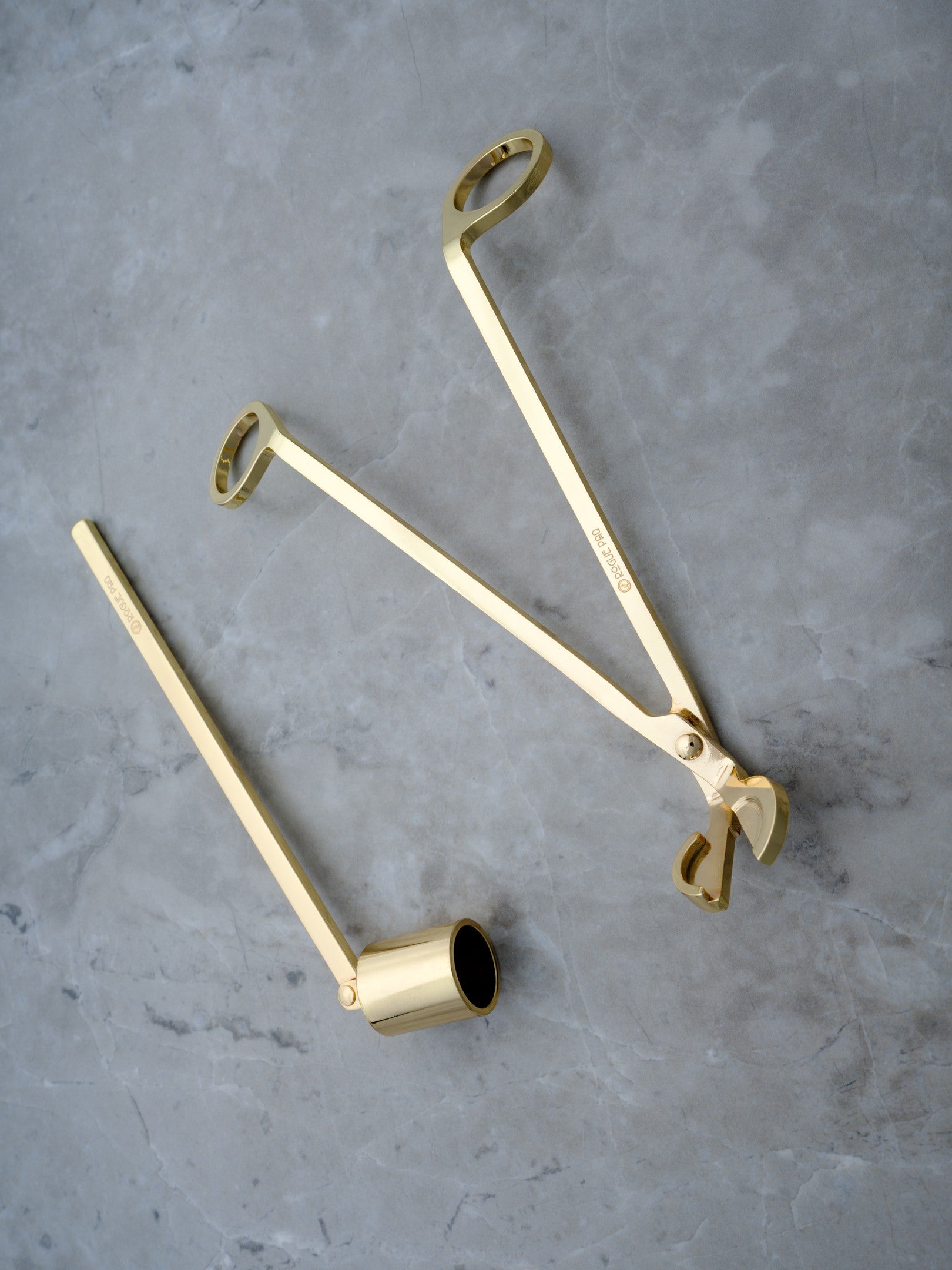 Candle Care Gift Set: Gold Toned Wick Trimmer and Snuffer