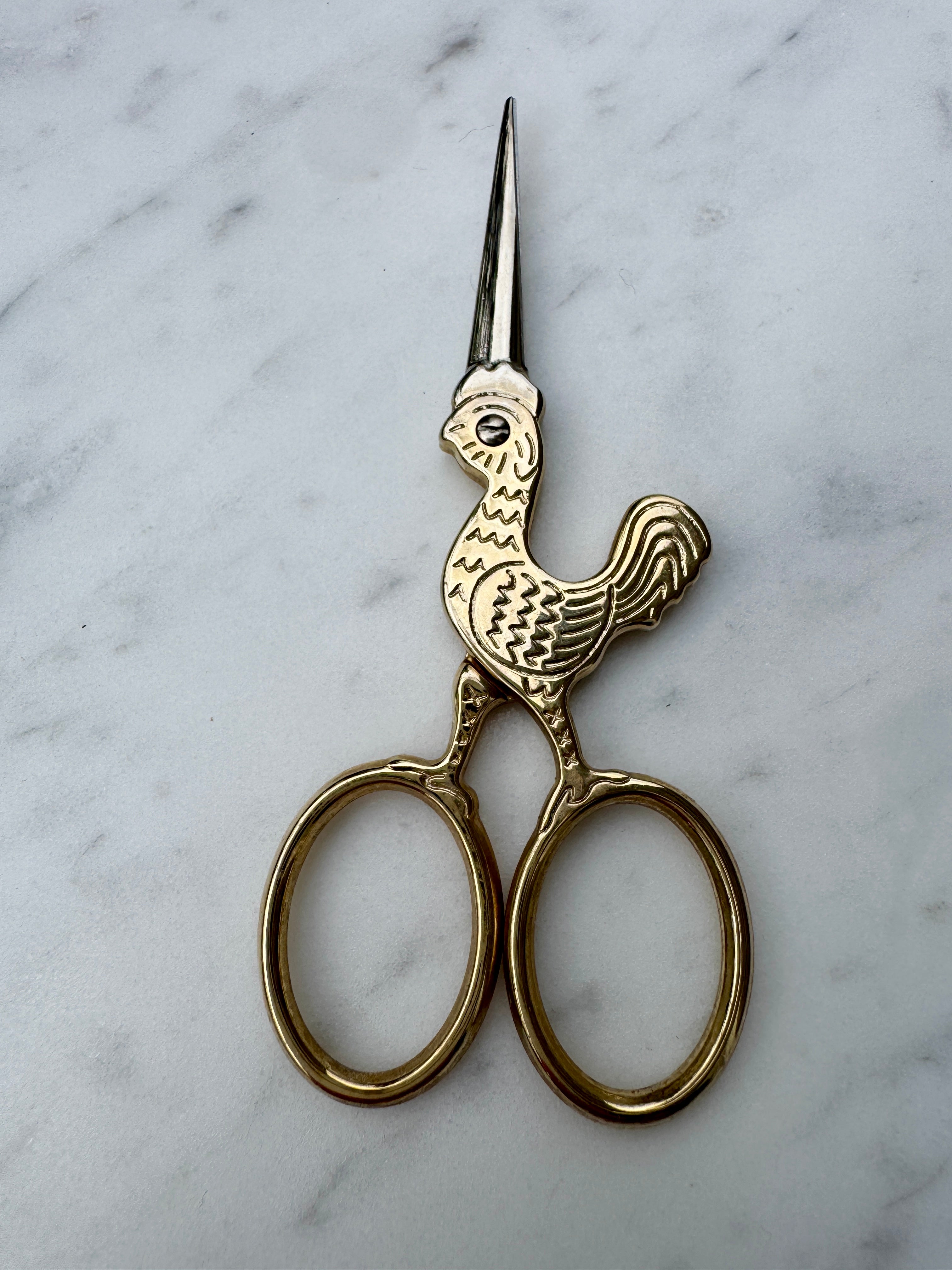 Coq of the Walk 4" utility scissors are well made and precise. Their gold tone is warm and the design is whimsical - perfect for upgrading your ritual.