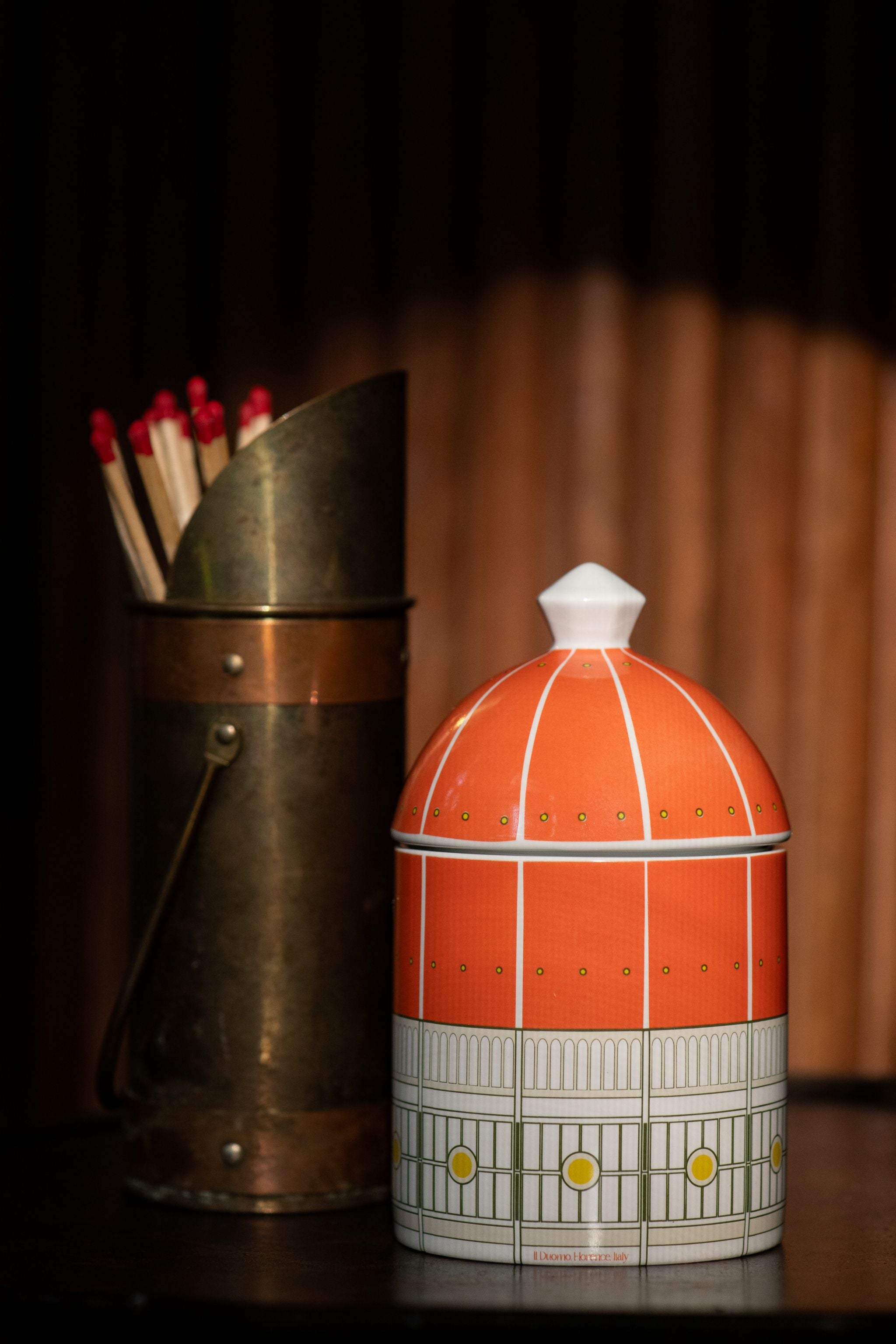 Our Duomo Heaven Scent candle which upcycles to become a storage jar. 
