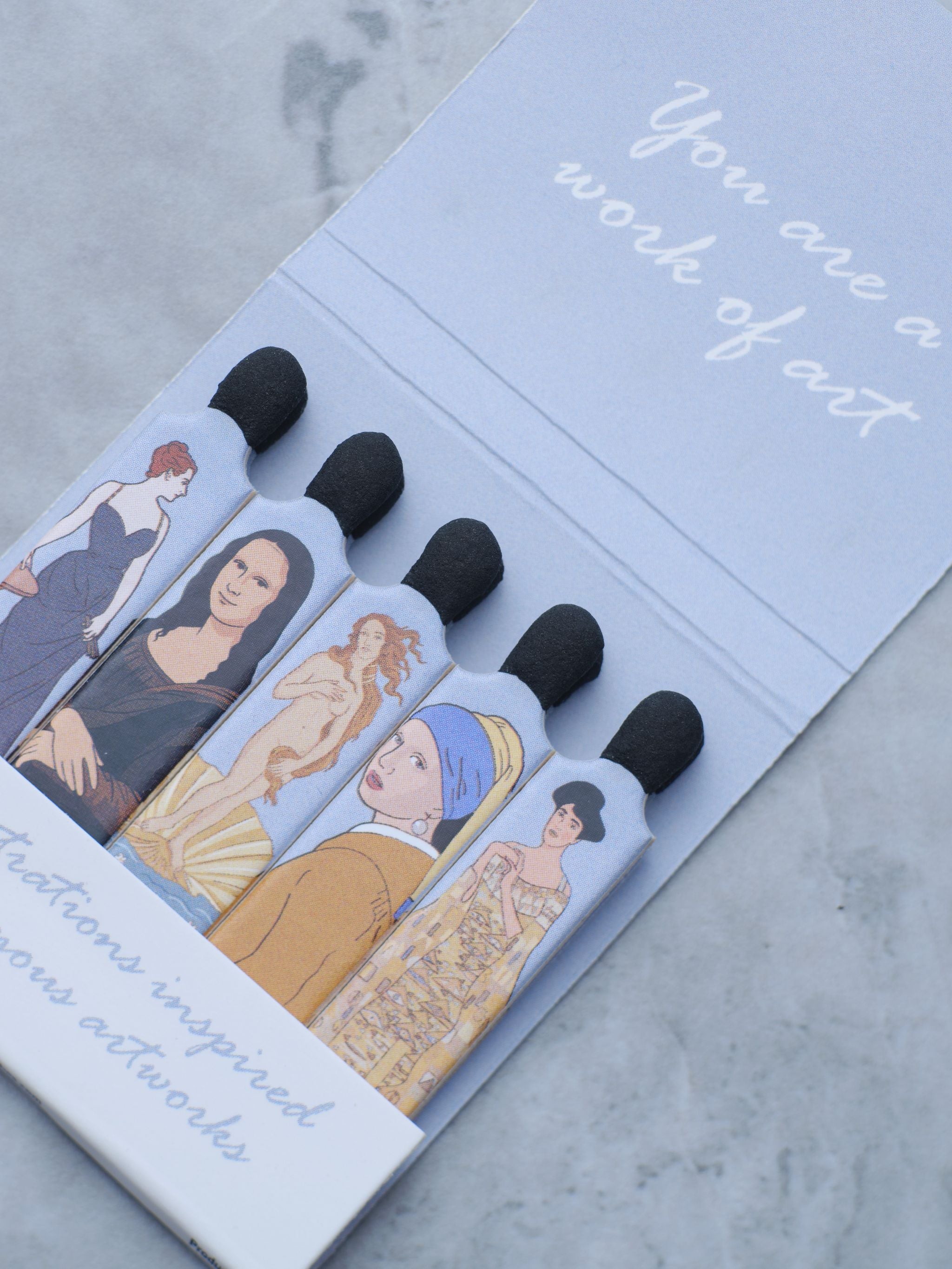 One book of You are a work of art matches featuring Madame X, Mona Lisa, Birth of Venus, Girl with a Pearl Earring, and Adele Bloch Bauer