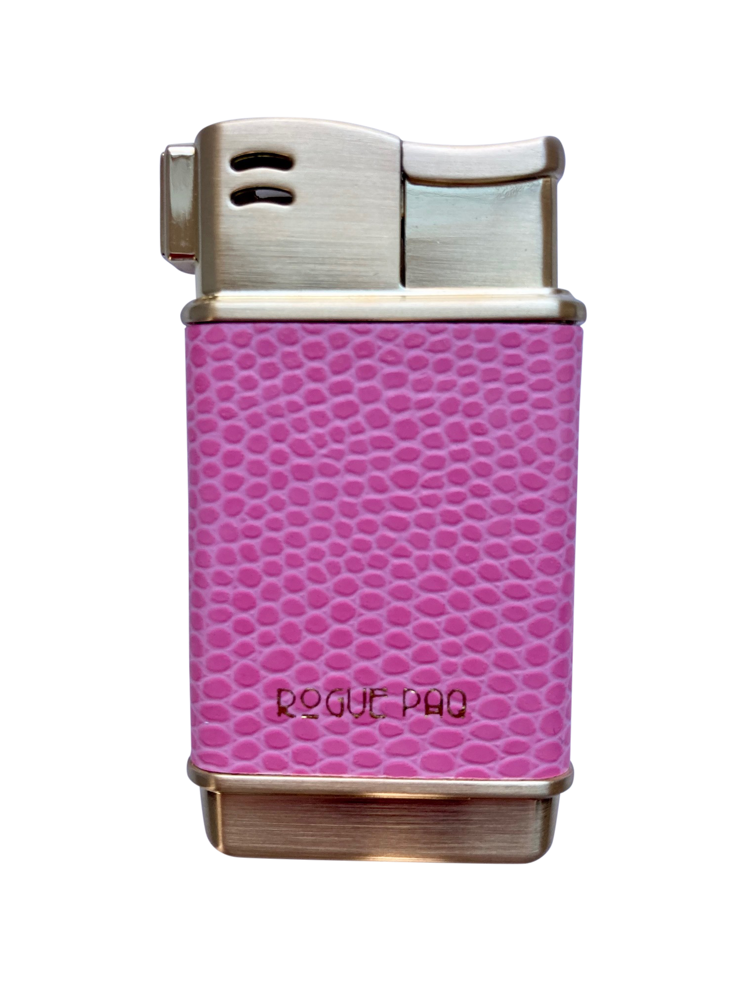 Refillable gold tone lighter in bubble gum pink