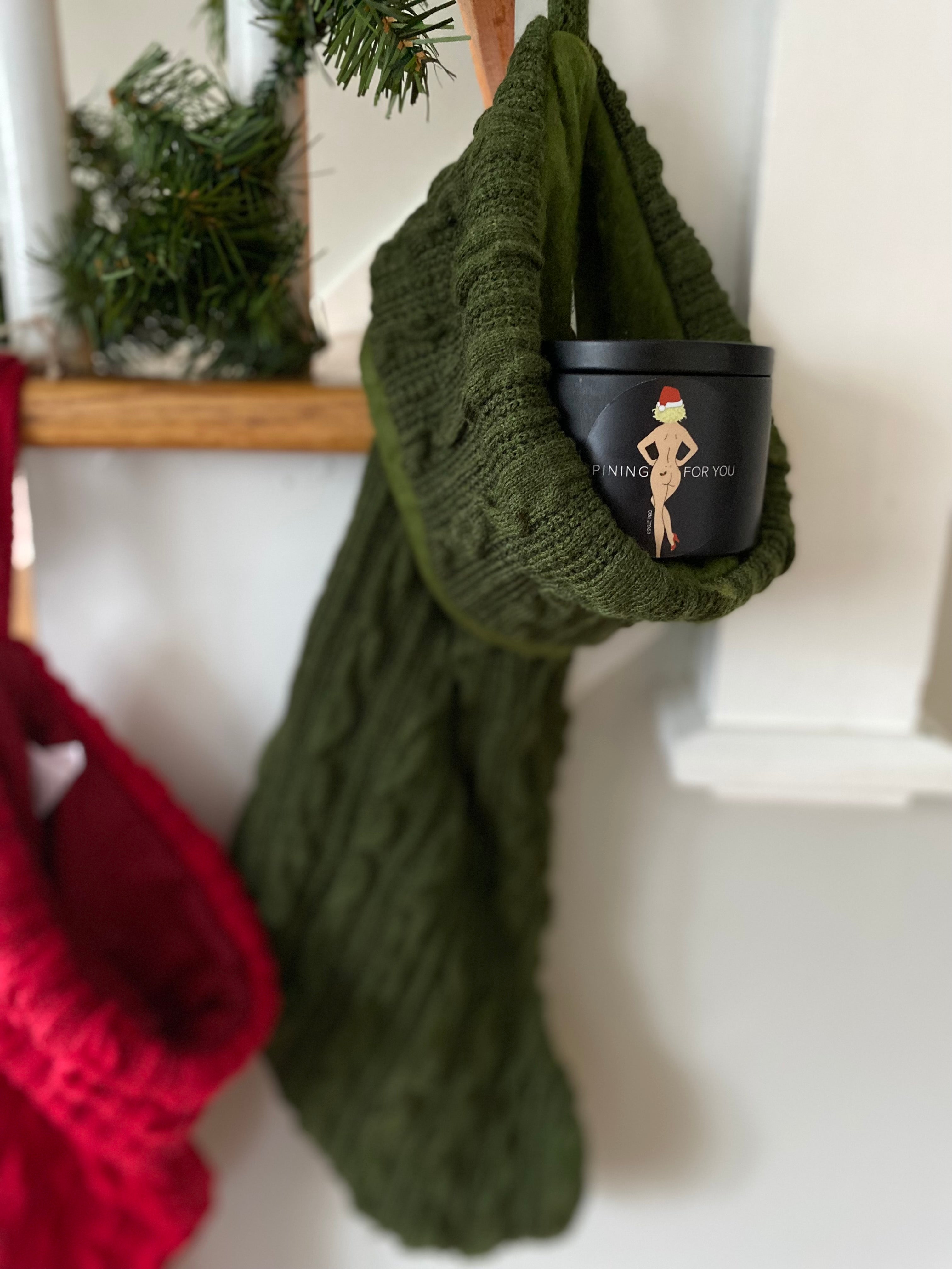 All-natural 8oz soy wax candles with essential oil notes of pine, cedar, spruce, and orange; hand-poured in the USA for a clean, non-toxic holiday fragrance. 