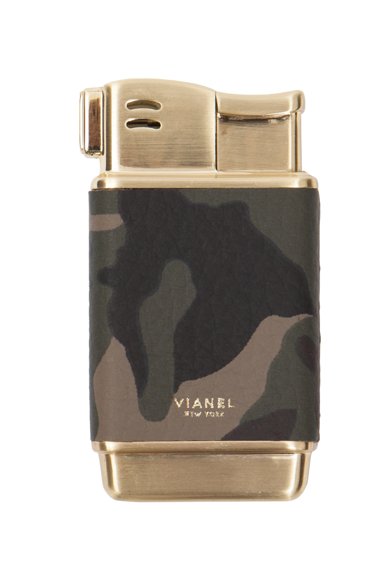 Rogue Paq x Vianel Gold Tone Refillable Lighter, camouflage