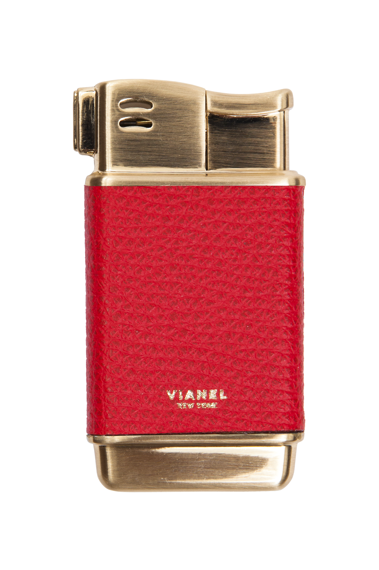 Rogue Paq x Vianel Gold Tone Refillable Lighter, red